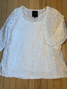 TALBOTS Eyelet White Tunic Beach Coverup with Tank Size 16W EUC